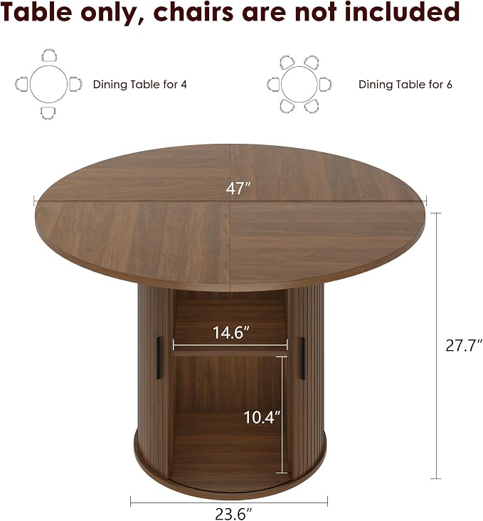 GarveeHome 47'' Round Dining Table - Image 2