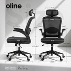 Oline ErgoAir Ergonomic Office Chair – Adjustable Lumbar Support, Flip-Up - Image 3