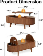 Fluted Oval Lift Top Coffee Table - Image 3