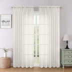 Ivory Sheer Curtains 78 Inches Long 2 Pcs, Rod Pocket Light Filtering Bedroom by Lecloud