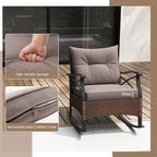 Tangkula 3 Pieces Outdoor Rocking Chairs Set, Rattan Heavy Duty Cushioned - Image 5