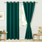 Blackout Curtains for Bedroom, Hunter Green, 52 x 84 Inch, 2 Panels | Thermal by Hiasan