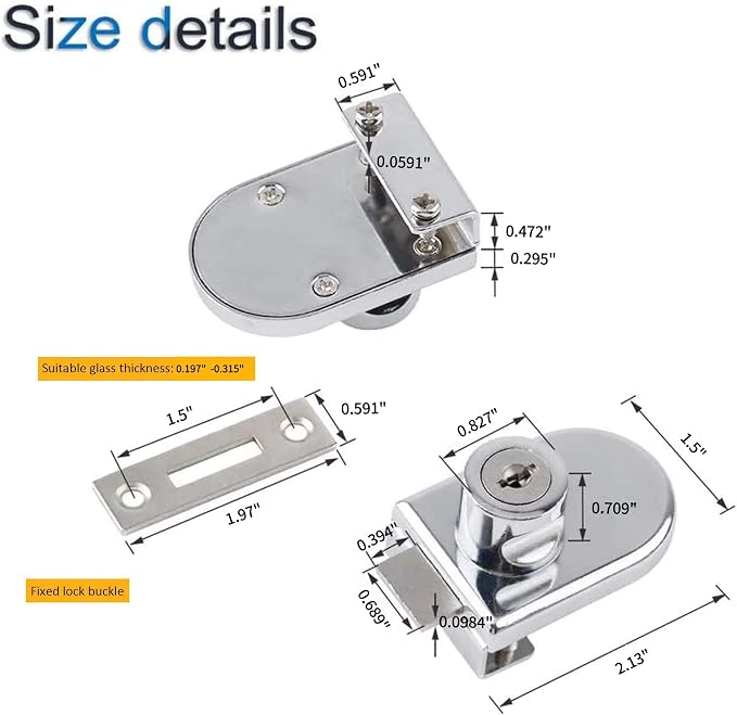 2Pcs Glass Cabinet Lock with Keys, Display Case Lock - Image 3