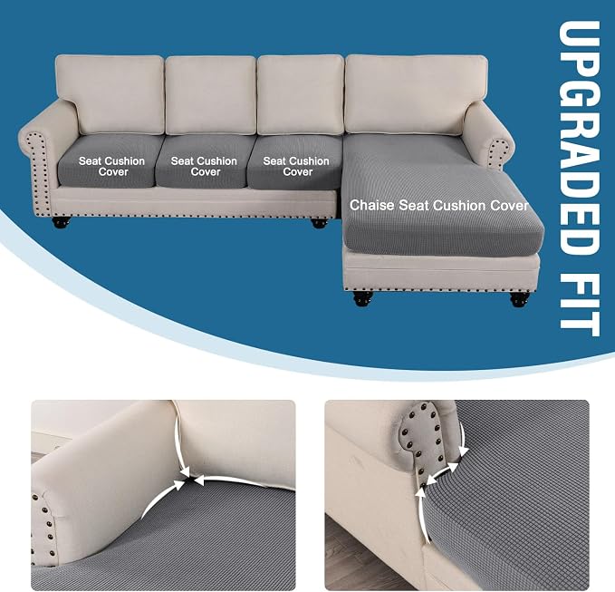 H.VERSAILTEX Sectional Couch Covers 4 Pieces Sofa Seat Cushion Covers L Shape - Image 4