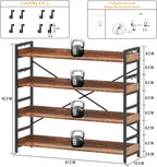 HCHQHS 4 Tier Bookshelf, Adjustable Industrial Bookcase, Vertical Tall Book - Image 3
