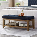 24KF Large Rectangular Upholstered Tufted Linen Fabric Ottoman Bench, Padded by WEMARTHOMEDECOR