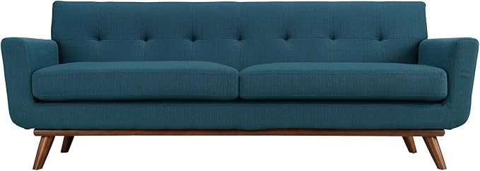 Modway Engage Mid-Century Modern Upholstered Fabric Sofa in Azure - Image 3
