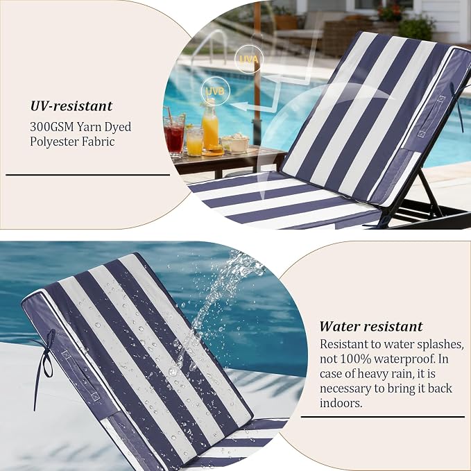 72x21x4in Lounge Cushions for Outdoor Furniture, Outdoor Lounge Chair Cushions - Image 5