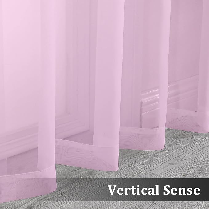 2 Pack: Basic Pink Sheer Curtain 84 Inches Long, Light Filtering Sheer Drapes - Image 5