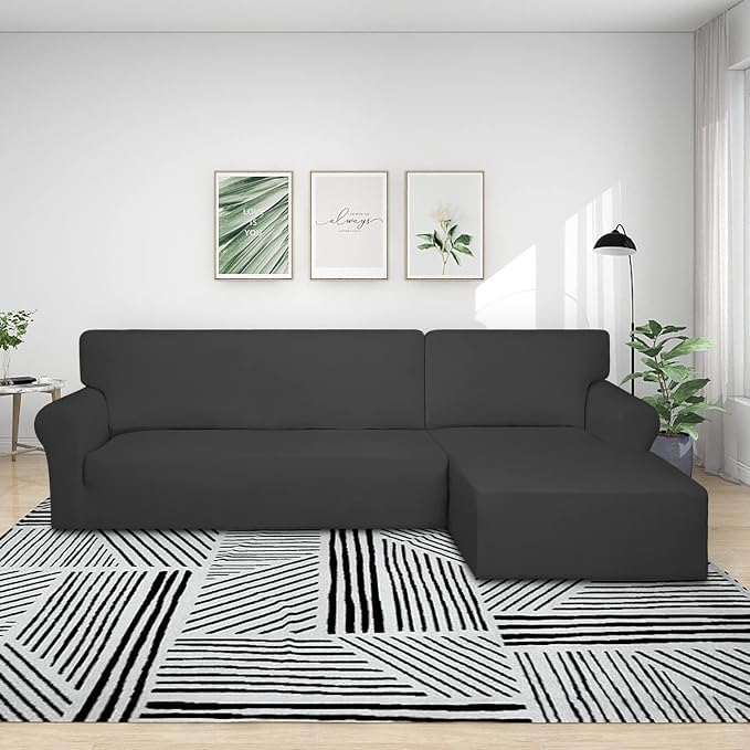 PureFit Stretch Sectional Couch Covers 2 pcs Non Slip L Shape Sofa Cover - Image 2