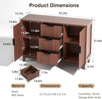 47.2" W Storage Cabinet with 3 Drawers, Fluted Buffet Cabinet with Storage - Image 2