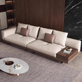 Italian Luxury Simple Leather Sofa, Solid Wood Frame, Spacious and Soft Sofa by Unknown