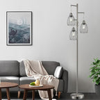 Nintiue Dimmable Floor Lamp, 3 x 800LM LED Edison Bulbs Included, Industrial - Image 5