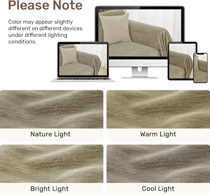 2 Pieces Sectional Couch Covers L Shaped Cover XXL Quicksand | Thick Washable - Image 8