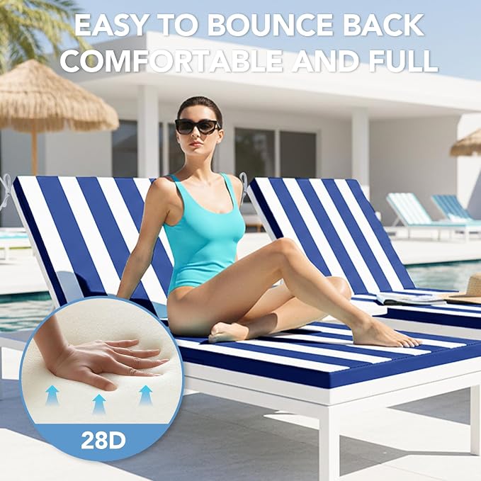 L'AGRATY Outdoor Lounge Chaise Cushion: 72x21x3 Inch Waterproof Lounge Chair - Image 3