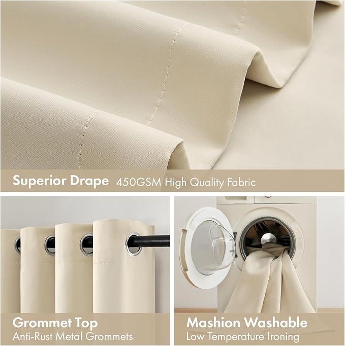 MIULEE Cream Beige Blackout Curtains - Image 7