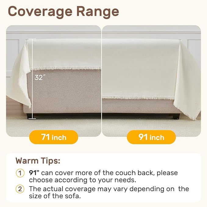 2 Pieces Sectional Couch Covers L Shaped Cover L Cream White | Thick Washable - Image 5