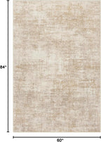 5x7 Area Rugs for Living Room: Washable Abstract Beige Badroom Carpet | - Image 2