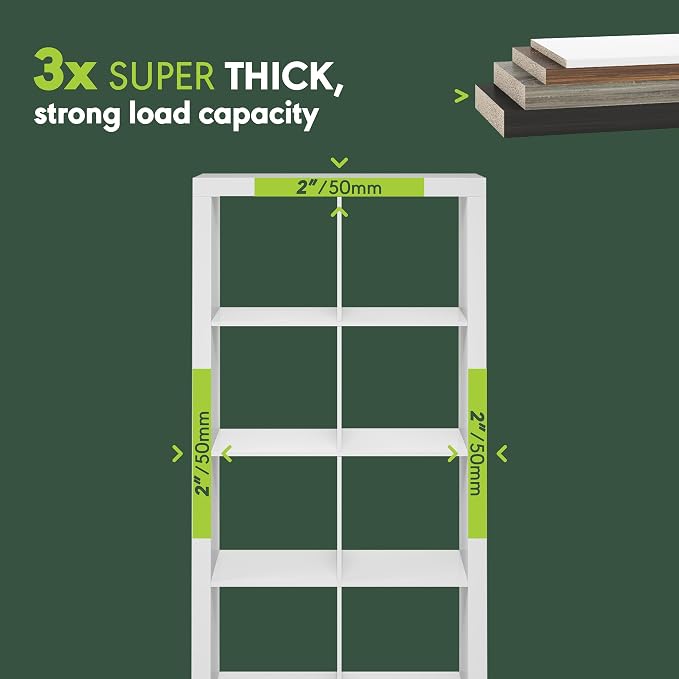 Furinno Cubicle Book Shelf, 8-Cube 2-Inch Super Thick Frame Bookshelf, - Image 4