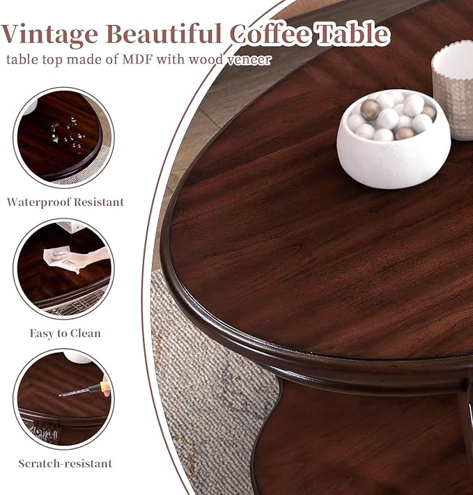 LKTART Wood Coffee Table Set - Image 4