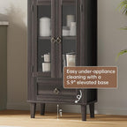 71" Tall Arched Cabinet with Acrylic Door, Modern Curio Arched Bookcase W/Drawer - Image 6