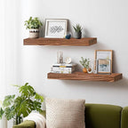 24x8x1.6 inch Floating Shelves Set of 2 – Solid Wood Rustic Brown Wall Mounted - Image 7