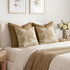 Set of 2 Decorative Floral Pillow Covers 18x18 Inch Light Yellow | Neutral - Image 6