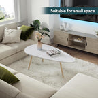 SAYGOER Modern Coffee Table White Oval Coffee Tables - Image 5