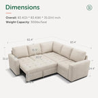 HONBAY Modular Sectional Sleeper Sofa - Image 2