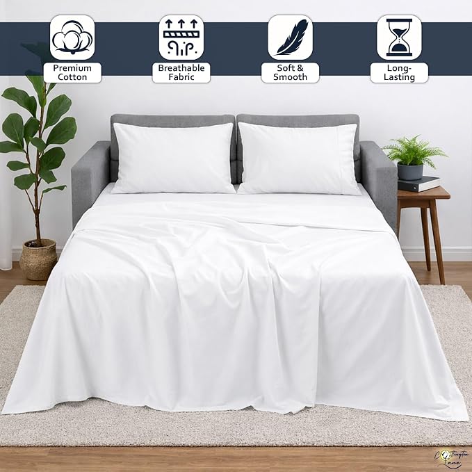 Cottington Lane Sleeper Sofa Sheets Full Size, 4 Piece Premium Quality 100% - Image 2