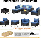 JOYURE 7 Pieces Patio Furniture Set All-Weather Outdoor Wicker Sectional - Image 4