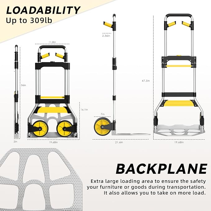 Aluminum Folding Hand Truck 309lb Capacity - Image 5