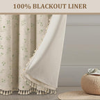 Boho Floral 100% Blackout Curtains 84 Inch 2 Panels Green | Farmhouse Vintage - Image 6
