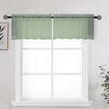 Sage Sheer Kitchen Valance for Windows Set of 2, Short Modern Rod Pocket Voile by OWENIE