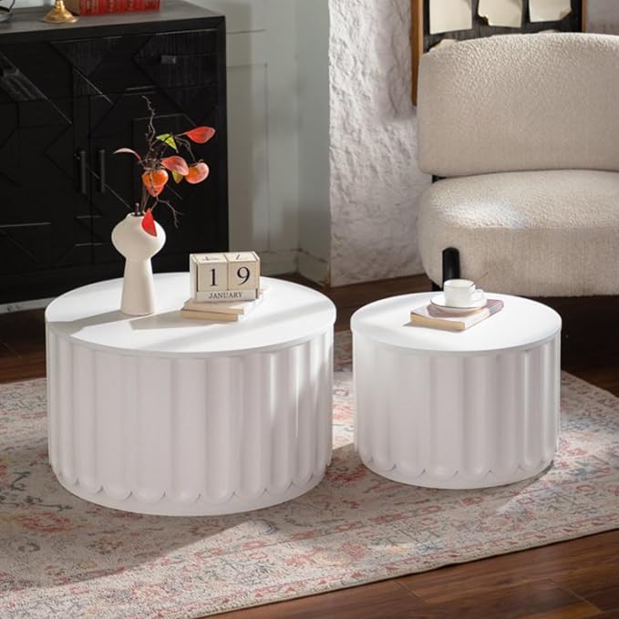 46.46'' White Round Coffee Table Set of 2 - Image 8