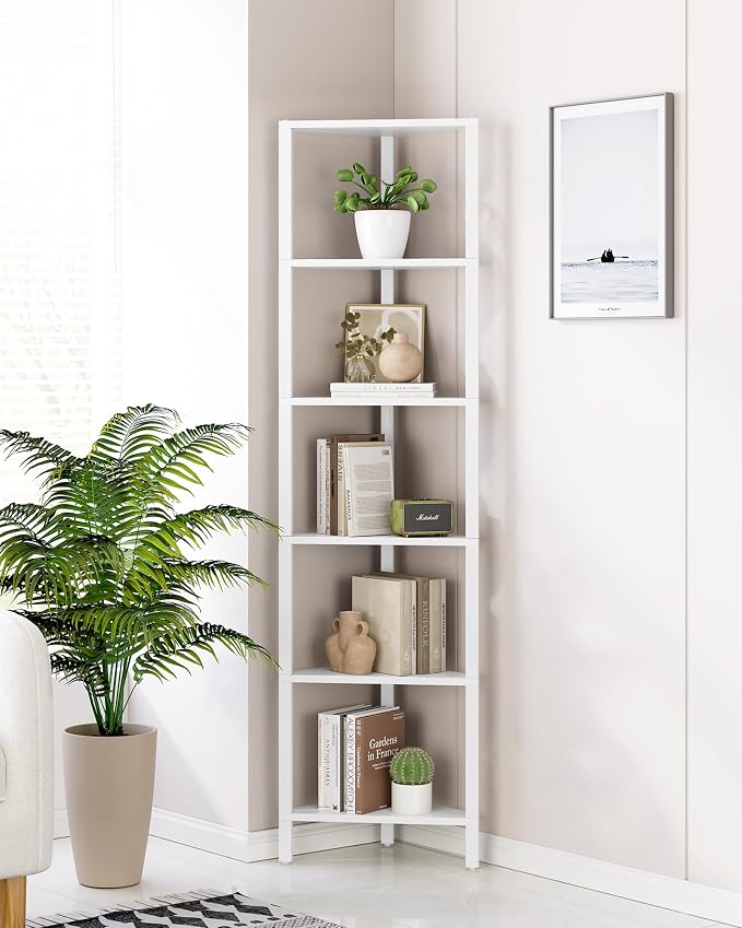 TUTOTAK 6-Tier Corner Bookshelf, Corner Shelf - Image 6