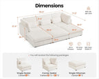 115" Oversized Corduroy Couch Modular Sectional Sofa, Washable Cloud Couch - Image 2