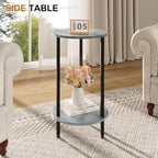 Small Round Side Table, 2-Tier Modern Accent/Bedside Table - Image 4