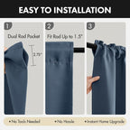 MIULEE 4-Panel 36 Inch Blackout Kitchen Tier Curtains Over Sink Stone Blue | - Image 5