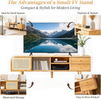 Tiita Rattan TV Stand for 55 60 Inch TV, Bamboo TV Cabinet - Image 8