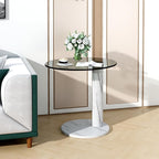 Hooseng Glass Round Coffee Table End Table, 22-Inch Modern Tempered Transparent - Image 7