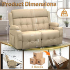 Reclining Loveseat with Pebble Texture Fabric, Loveseat Recliner with USB/Type - Image 3