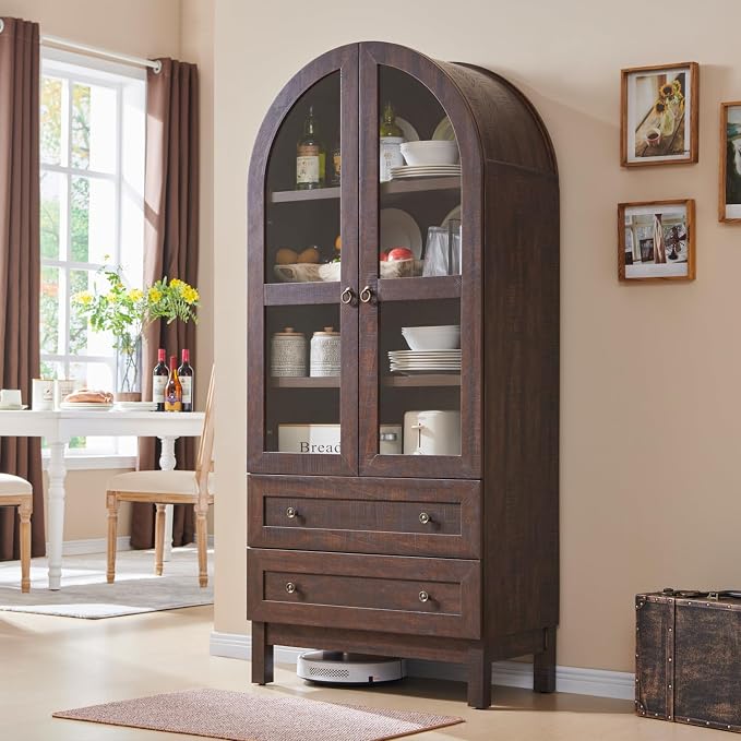 IFGET 71" Tall Arched Kitchen Pantry Cabinet, Wood Kitchens Storage Cabinets - Image 3