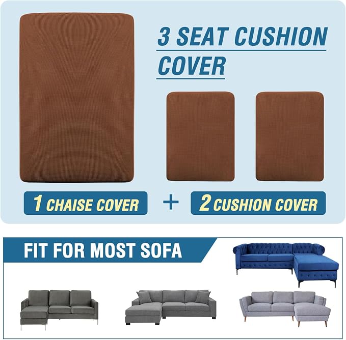 H.VERSAILTEX Sectional Couch Covers 3 Pieces Sofa Seat Cushion Covers L Shape - Image 8