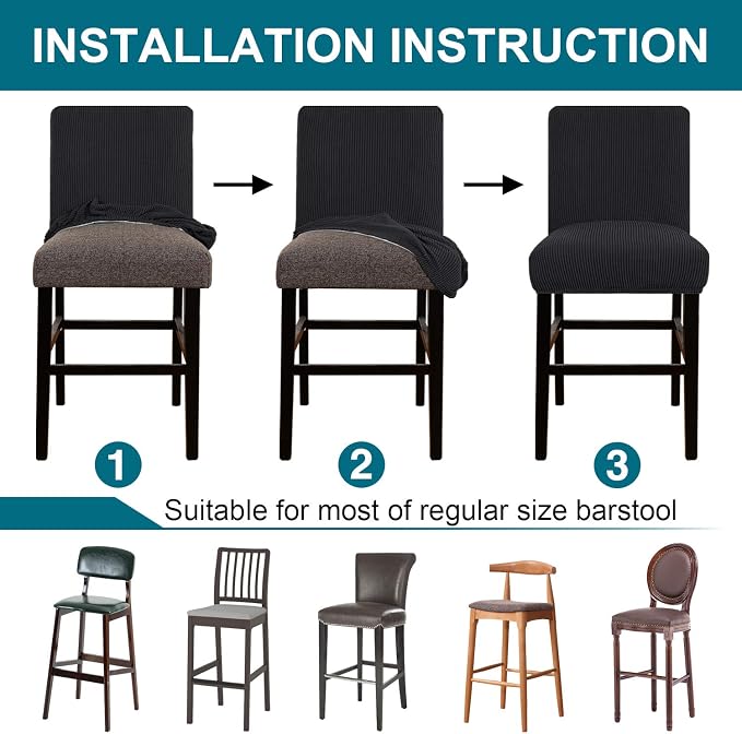 Turquoize Stretch Bar Stool Cover Counter Stool Pub Chair Slipcover - Image 7
