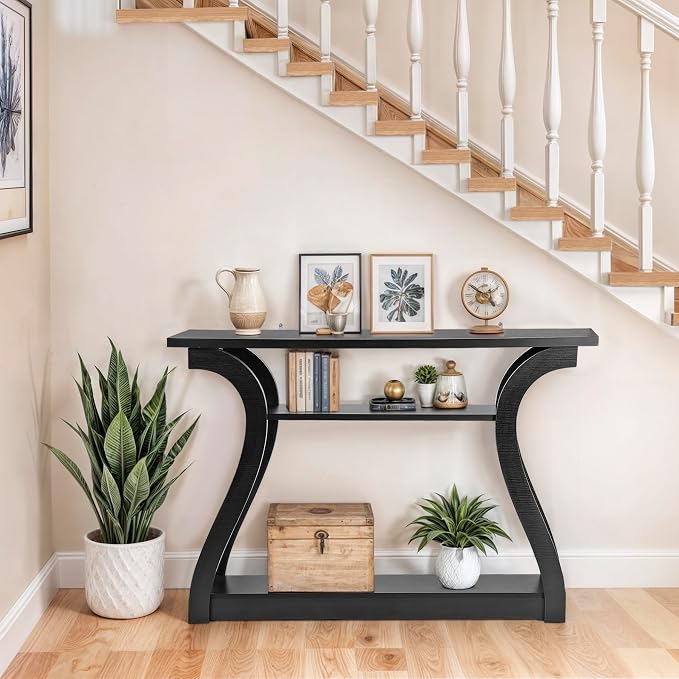 SUPER DEAL Wood Console Table 3 Tier Narrow Entryway Table - Image 6