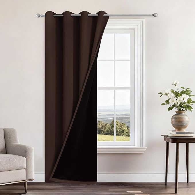 Yakamok Chocolate Brown Blackout Curtains 84 Inches Long 52" Wide, 1 Panel | by Yakamok