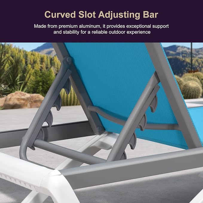 PURPLE LEAF Patio Chaise Lounge Chair Set Outside Aluminum Plastic Stackable - Image 8