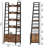 IRONCK Bookshelf with Louvered Doors, 4-Tier Ladder Shelf with Cabinet - Image 3