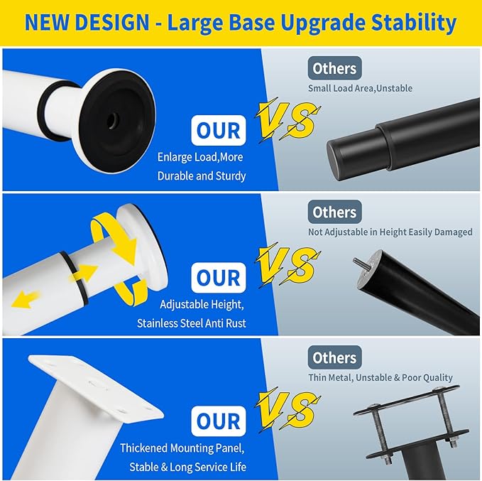 4PCS Adjustable Furniture Couch Cabinet Legs 4.72-7.48 Inch, Heavy Duty - Image 2